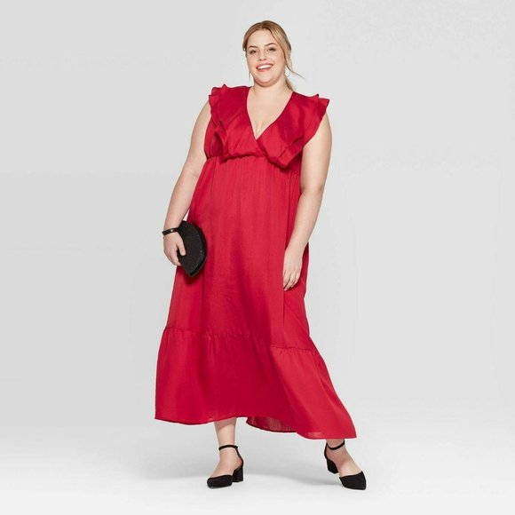 a new day Dresses & Skirts - A New Day Sleeveless V-Neck Ruffle Maxi Dress 4X
